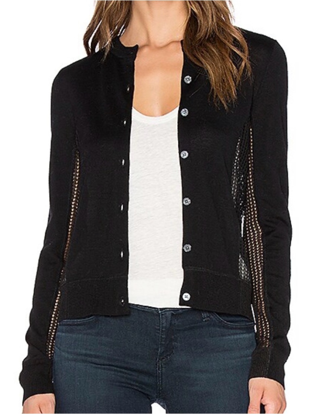 MARC BY MARC JACOBS BLACK CREWNECK HOLLY CARDIGAN SWEATER AZ LARGE